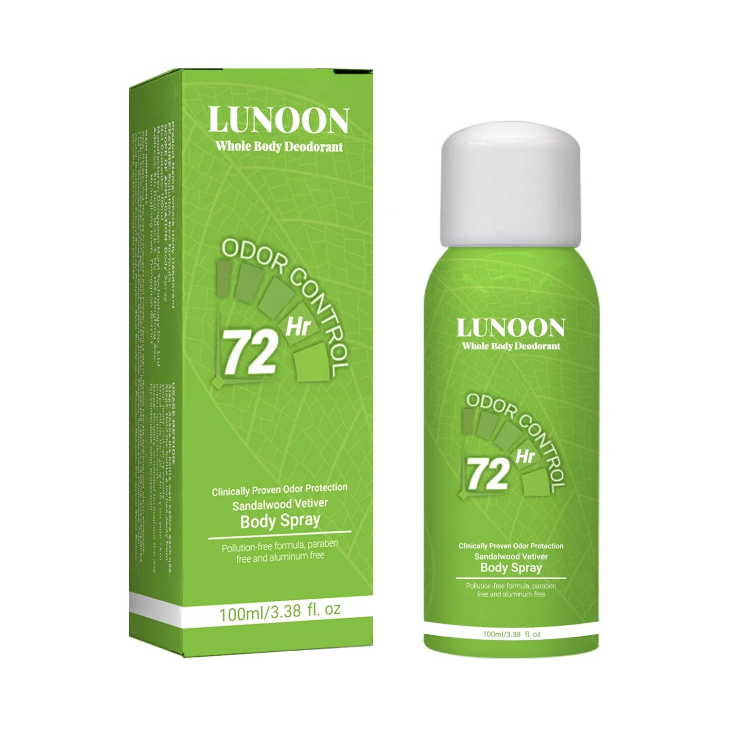 LUNOON Whole Body Deodorant Spray 100ml - Multi-Use for Underarms, Feet &amp; More, 72-Hour Odor Control &amp; Freshness