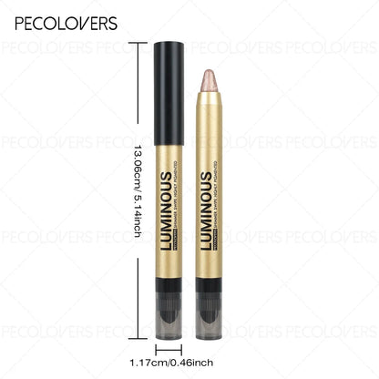 Smudge-Proof &amp; Waterproof Eyeshadow Stick,Dual-Ended Eye with Shadow Stick,Sponge Brush,Glitter &amp; Matte Finishes