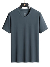 Plus Size 7XL 8XL 9XL Summer V-Neck T-shirts For Men Ice Silk Cooling Quick-dry Breathable Men&
