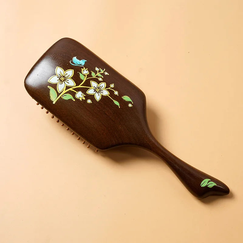 Natural Sandalwood Air Cushion Comb Scalp Massage Hair Brush Women Anti-static Hairdressing Comb for Hair Volume &amp; Curly Hair