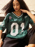 American Sports Fashion V-Neck T-Shirt Street Y2K Hip-Hop Jersey Women&