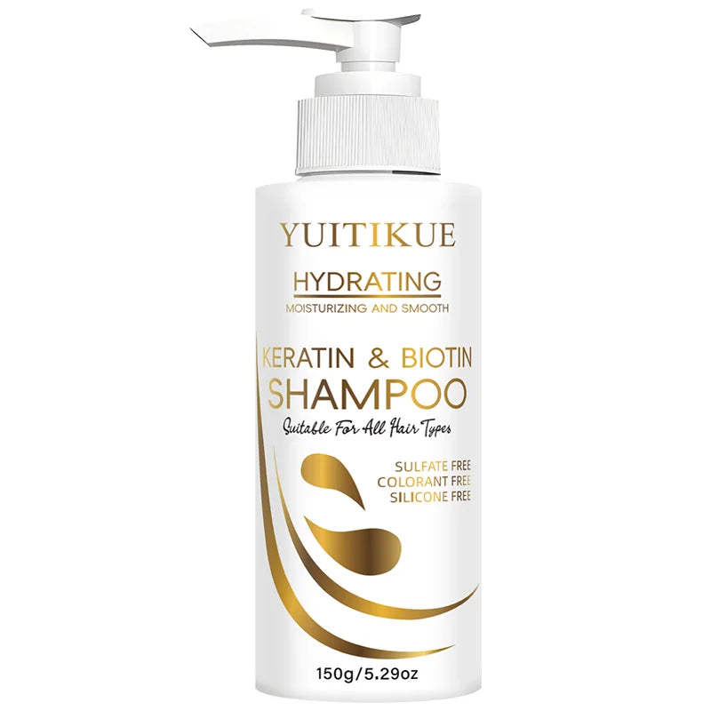 YUITIKUE Keratin &amp; Biotin Hydrating Shampoo | Natural Gentle Formula, Daily Hair Care 150g