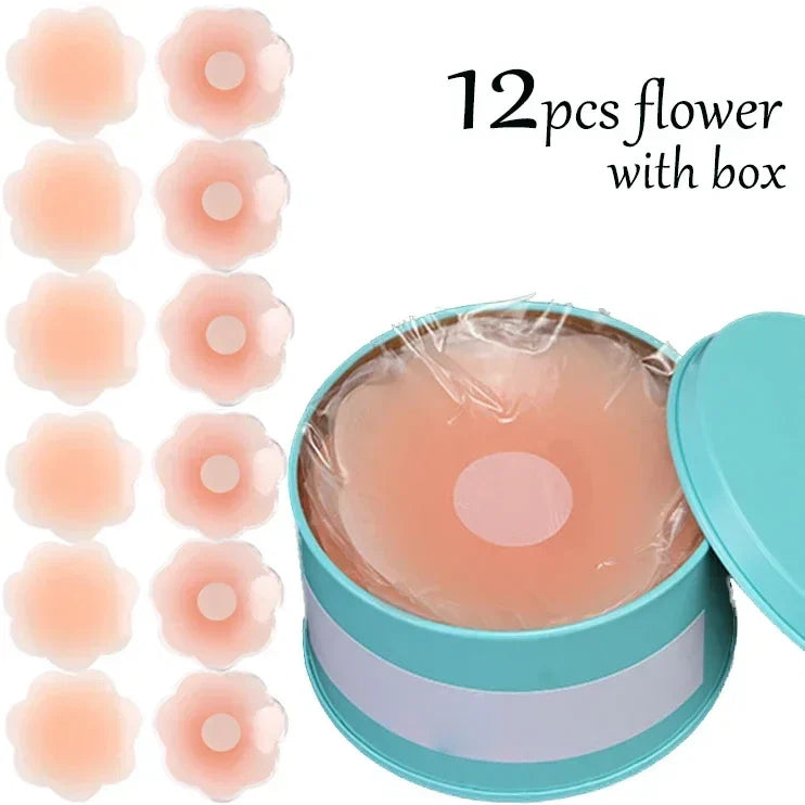 Reusable Women Breast Petals Lift Nipple Cover Invisible Petal Adhesive Strapless Backless Stick on Bra Silicone Breast Stickers