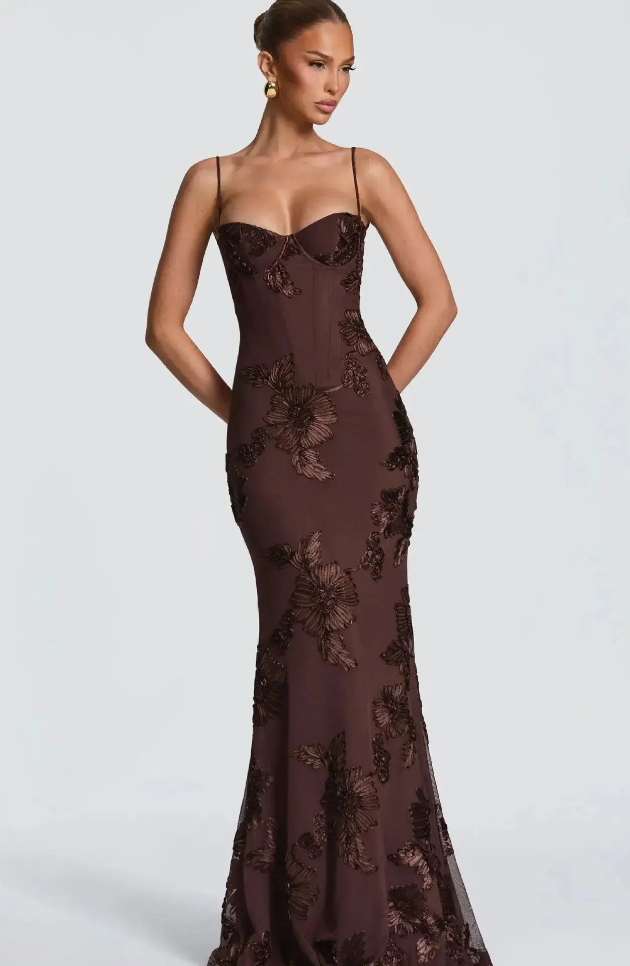 Elegant Women 3d Embroidery Floral Long Dress Women Backless Cross Tied Spaghetti Strap Robe Slim Floor Length Evening Dresses SHOPEZRA L.L.C.