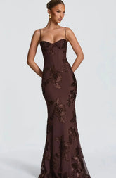 Elegant Women 3d Embroidery Floral Long Dress Women Backless Cross Tied Spaghetti Strap Robe Slim Floor Length Evening Dresses SHOPEZRA L.L.C.