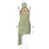 Townlike Ribbon Lace Slim Bodycon Dress Women Halter Mini 2025 Summer Dress Backless Nightclub Sexy Party Dresses SHOPEZRA L.L.C.