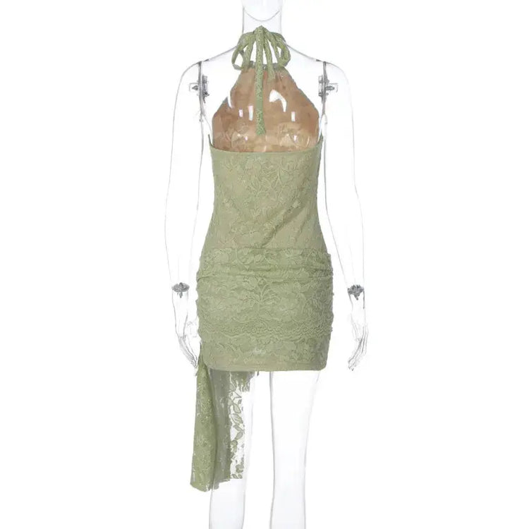 Townlike Ribbon Lace Slim Bodycon Dress Women Halter Mini 2025 Summer Dress Backless Nightclub Sexy Party Dresses SHOPEZRA L.L.C.