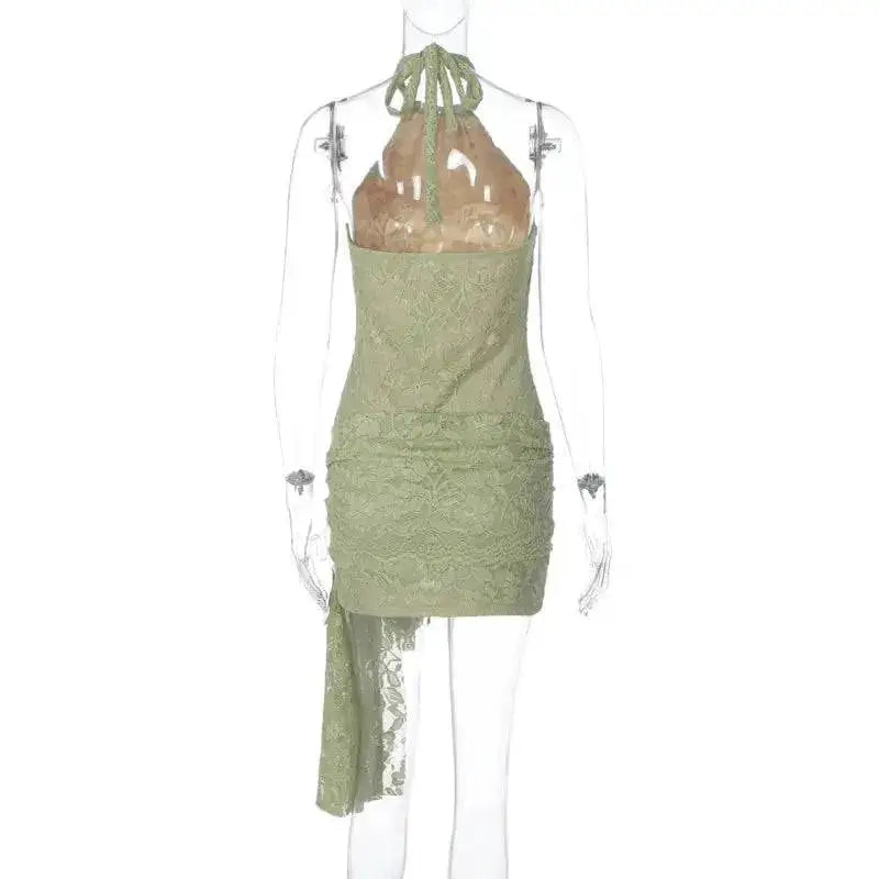 Townlike Ribbon Lace Slim Bodycon Dress Women Halter Mini 2025 Summer Dress Backless Nightclub Sexy Party Dresses by Dropshipman