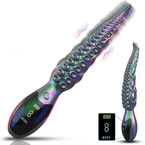 Vibrierende Realistische G-Punkt Dildos - LED Display Oktopus Tentakel Klitoris Vibrator, 27,2 cm Silikon Dildo Sexspielzeug für Frauen