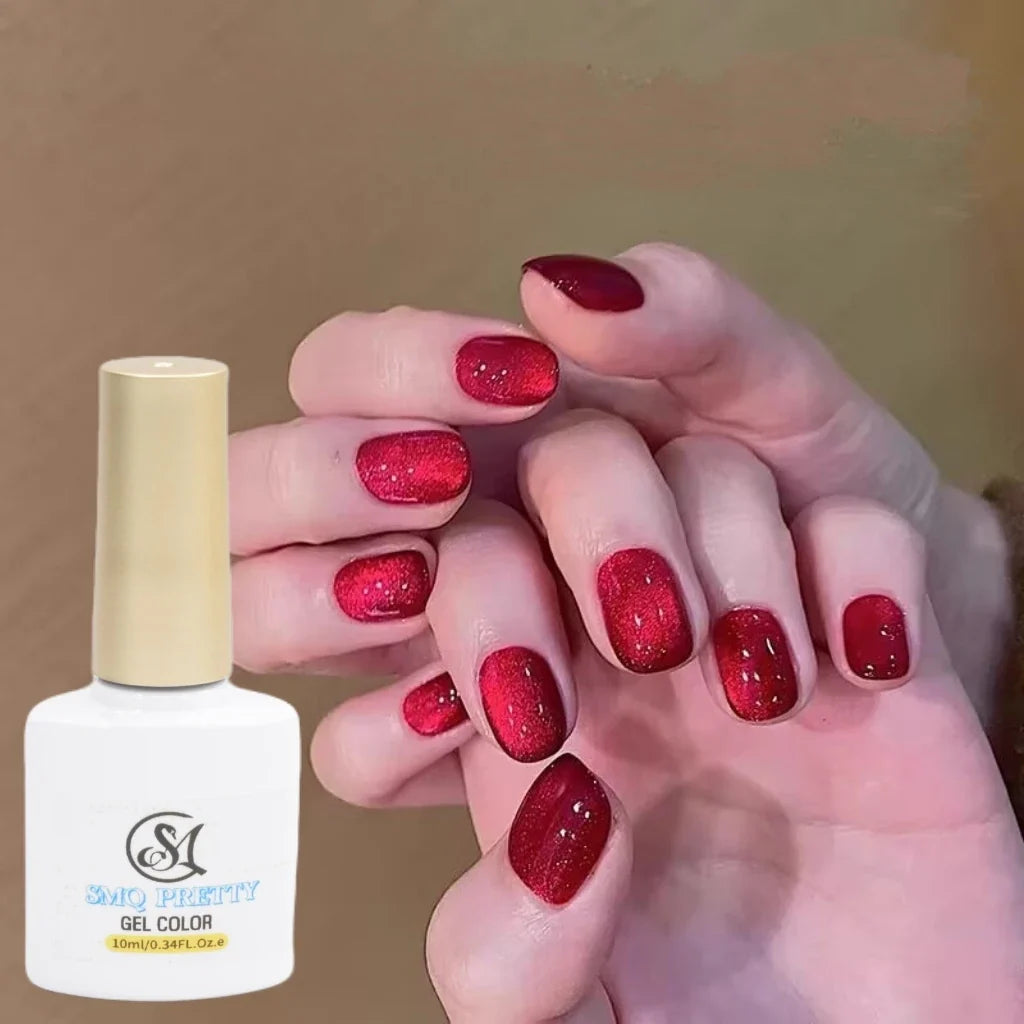 1pc 10ml Holographic Glitter Mirror Porcelain White Cat Eye Gel Polish Magnetic Galactic Effect Gel Nail Polish Soak Off UV LED