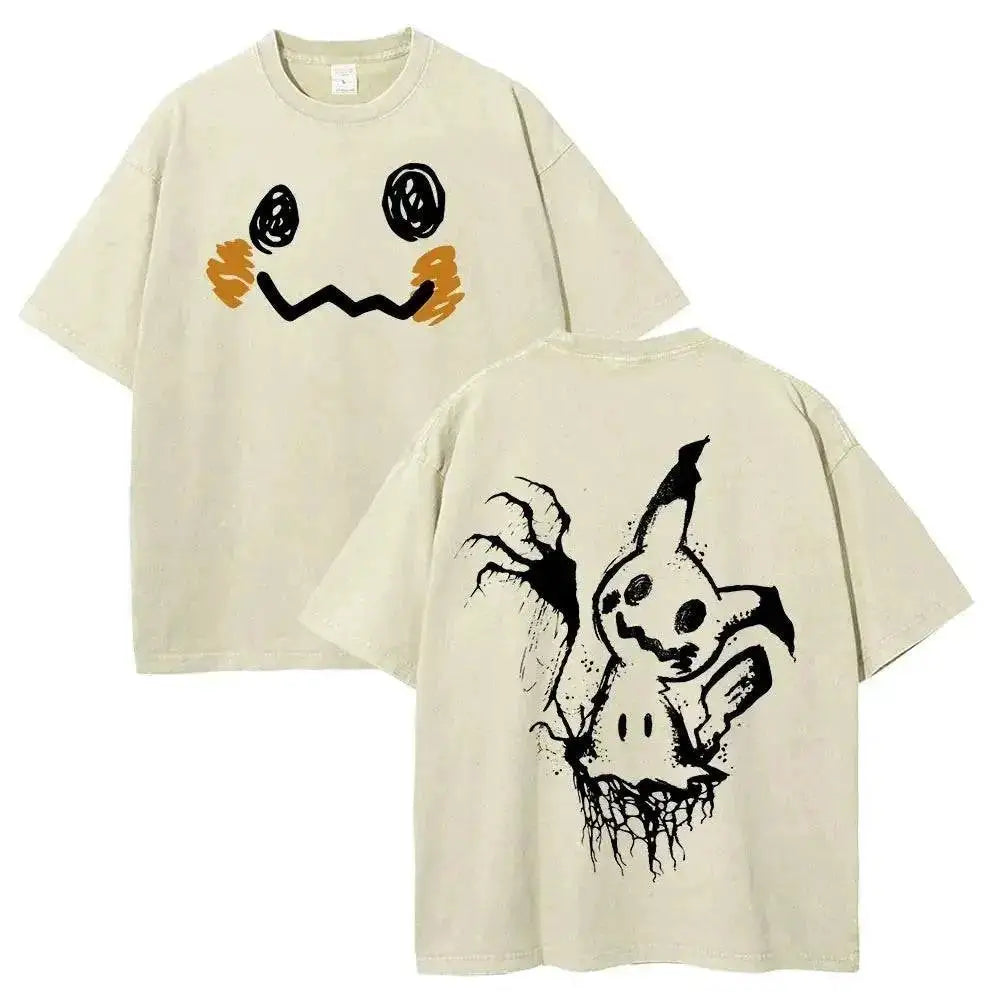 Unsiex Oversized Vintage Washed Pokemon Graphic T Shirt Man Women Anime Short Sleeve Tee Summer 2026 Streetwear Casual Tops Y2k by Dropshipman