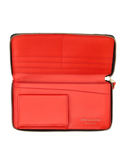 COMME DES GARÇONS WALLET Leather Mini All-Around Zip Wallet with Logo - 10.5cm x 20cm