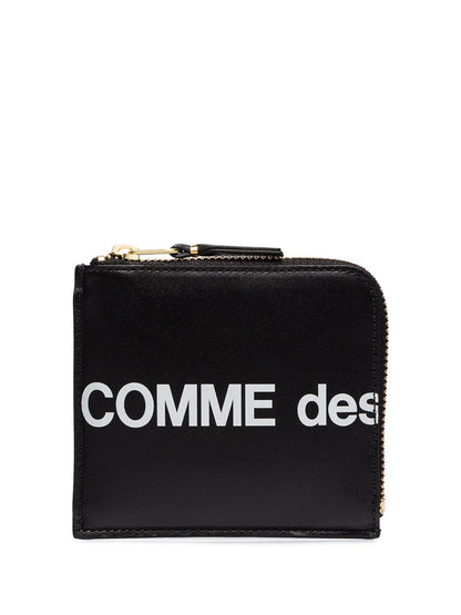 COMME DES GARÇONS WALLET Leather Mini Wallet with Top Zip Closure