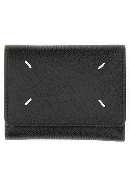 MAISON MARGIELA Mini Leather Wallet with Quattro Stitching - 8.5 CM x 10.5 CM x 2.5 CM