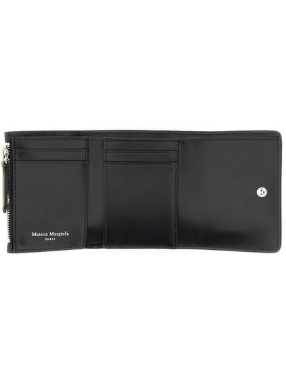 MAISON MARGIELA Mini Leather Wallet with Quattro Stitching - 8.5 CM x 10.5 CM x 2.5 CM