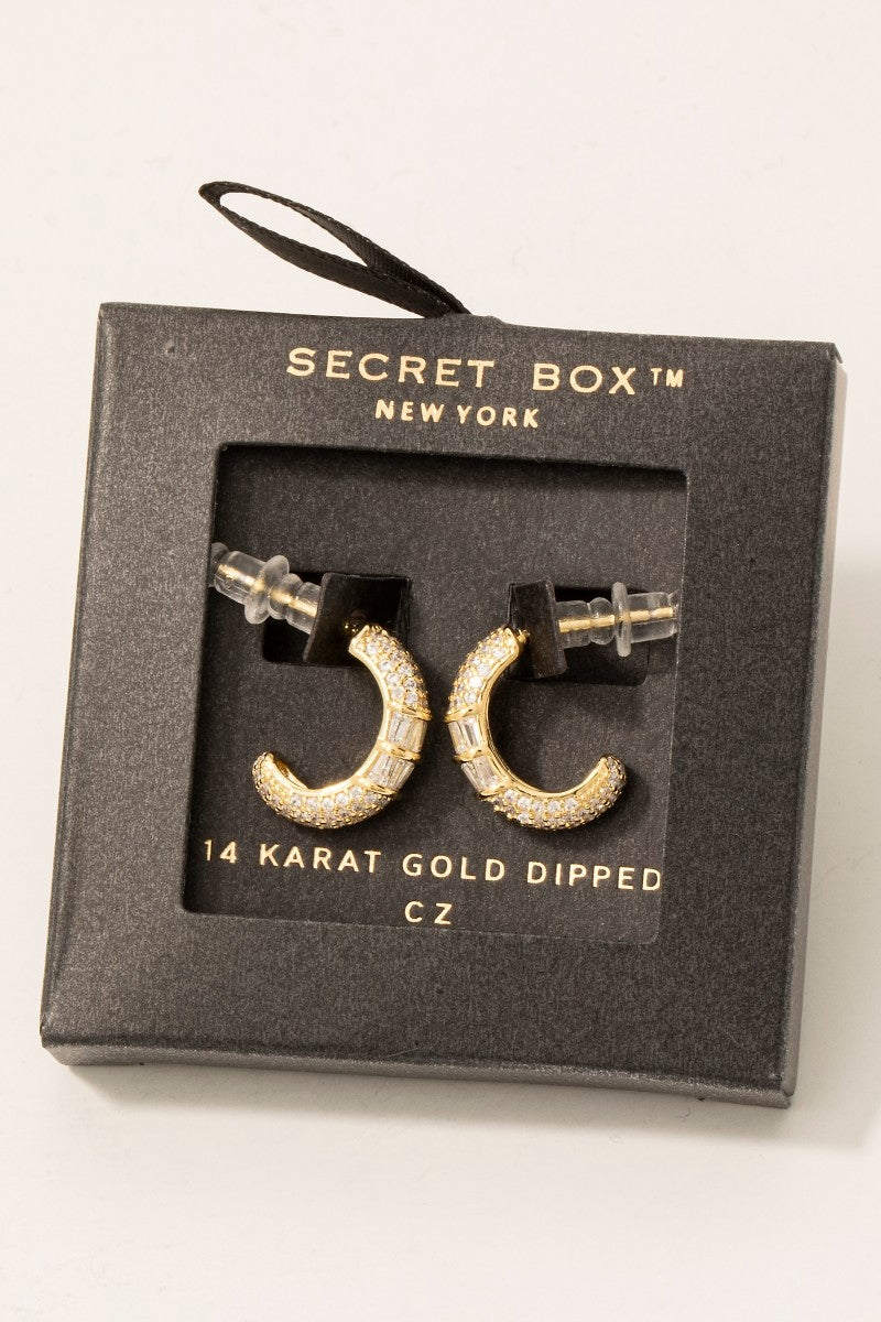 Gold Dipped Mixed Cz Pave Hoop Earrings