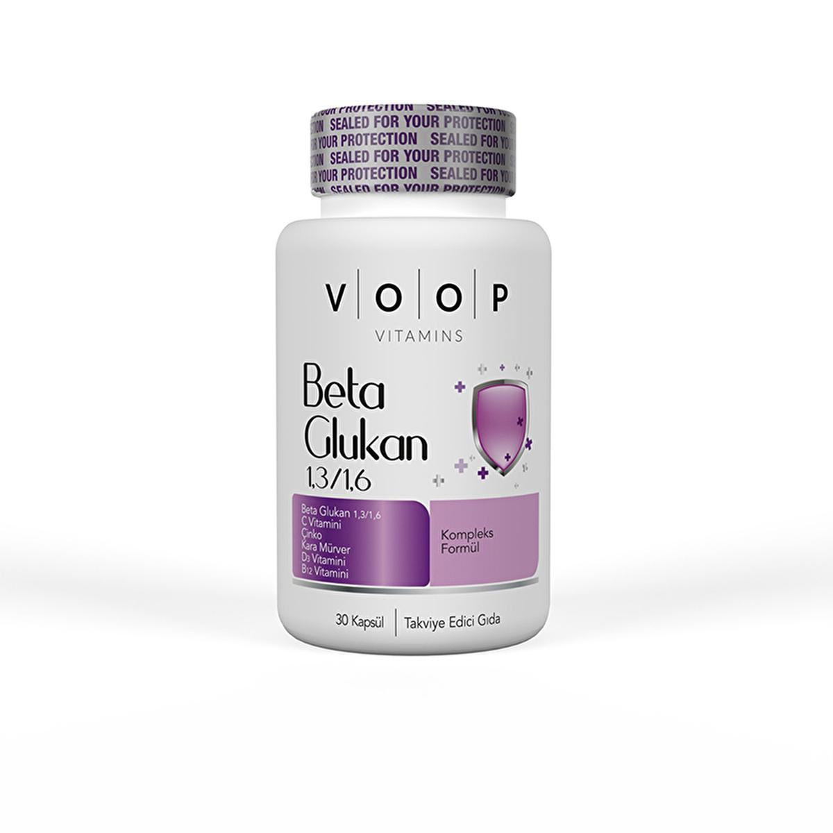 Voop Beta Glukan: Vegan Immune Support - Elderberry &amp; Vitamin C Capsules - Gluten-Free Dietary Supplement, Powerful Immune System Booster