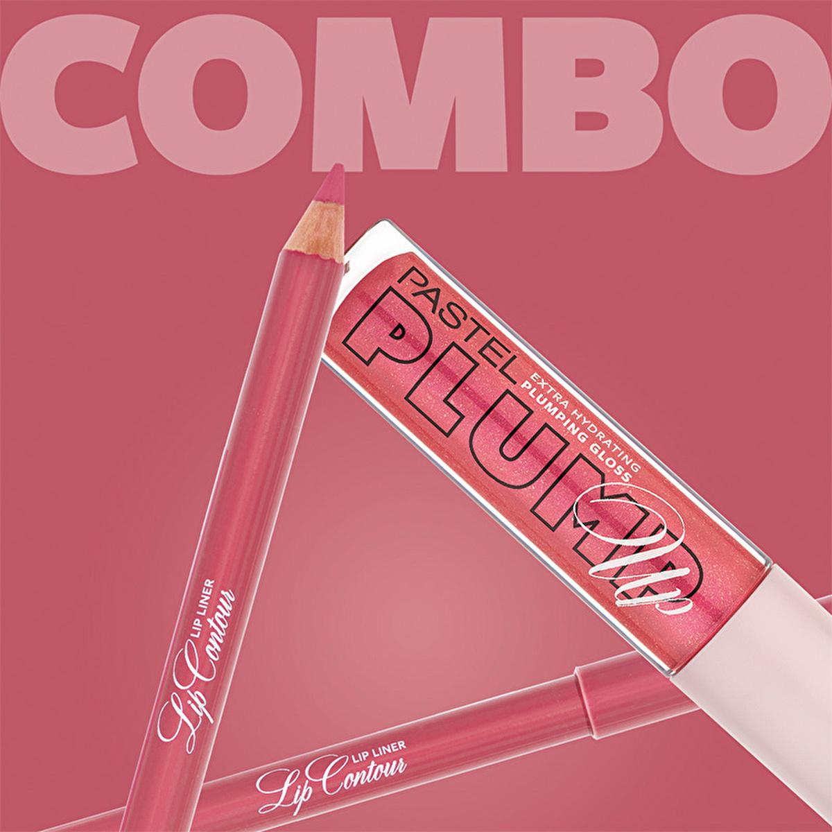 Pastel Perfect: Plumping Lip Gloss &amp; Contour Liner Duo - Achieve Fuller, Defined Lips with Ultra-Glossy Finish