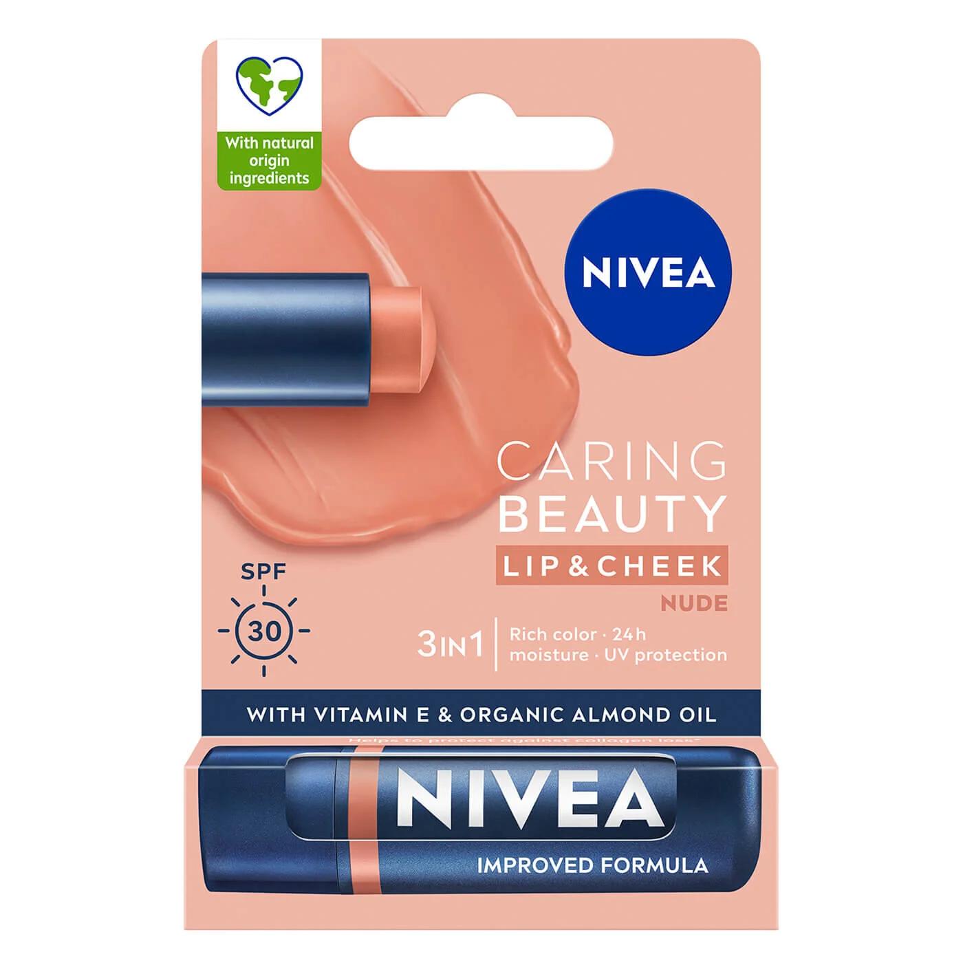 Nivea Tinted Lip Care Balm in Nude for Hydrated Lips 4.8g