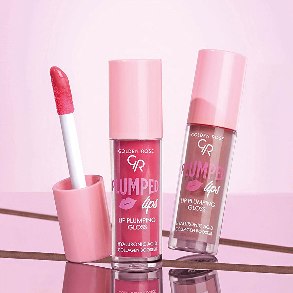 Golden Rose Lip Plumping Gloss No:206 - Hydrating, Non-Sticky, Plumps Lips with Hyaluronic Acid &amp; Ginger Oil