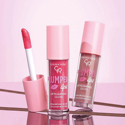 Golden Rose Lip Plumping Gloss No:206 - Hydrating, Non-Sticky, Plumps Lips with Hyaluronic Acid &amp; Ginger Oil
