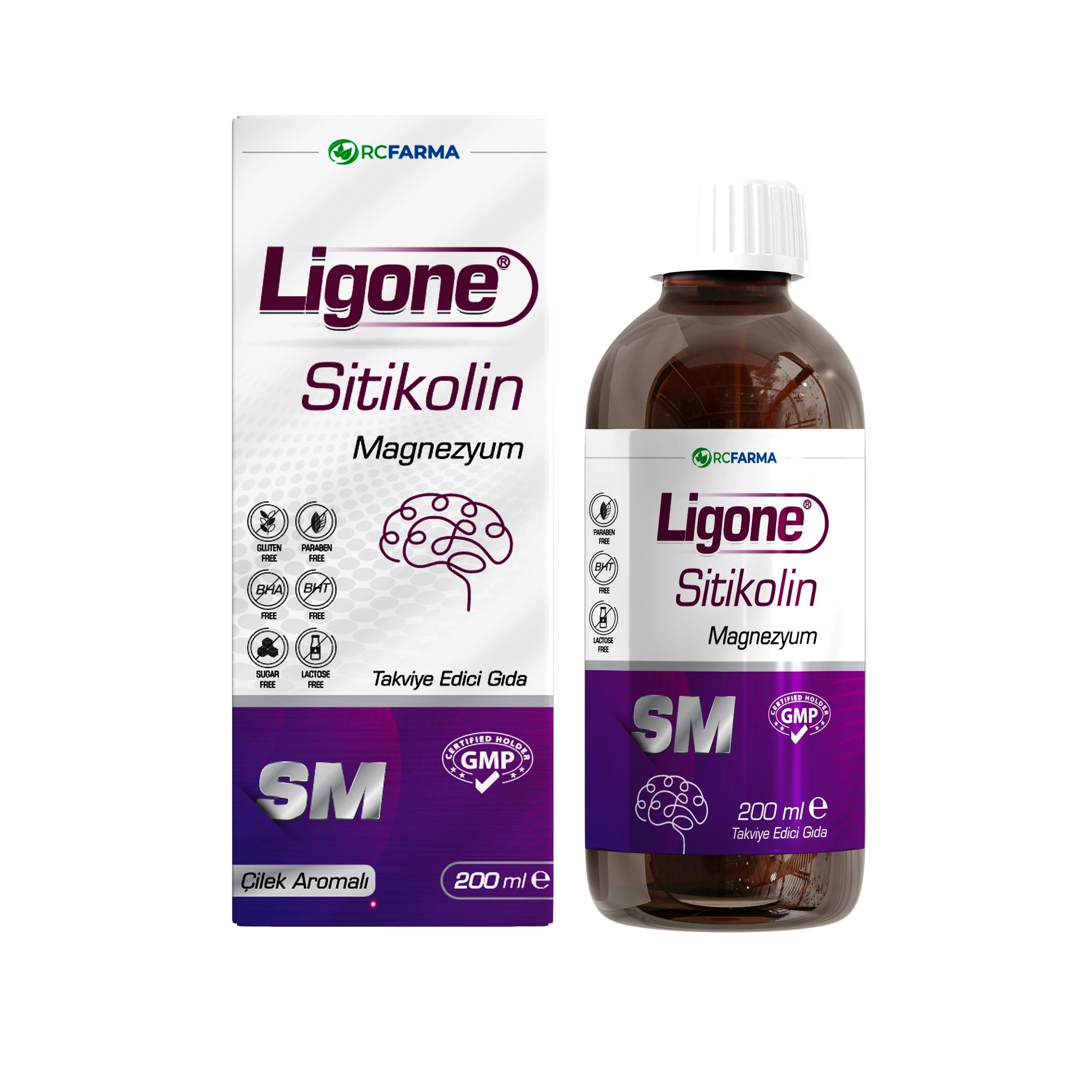 Ligone Citicoline Magnesium Liquid Supplement 200ml - Strawberry Flavor - Cognitive Support for Kids &amp; Adults