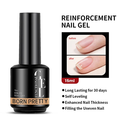 BORN PRETTY Milky Pink Rubber Base Gel Nail Polish Glitter 15ml Semi-Permanent Varnish Soak Off Self Leveling UV LED Gel