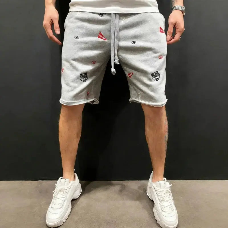 Spring Summer Mens Cotton loose Shorts Streetwear Bodybuilding Embroidered casual Short pants Jogger sports Tiger head Shorts SHOPEZRA L.L.C.
