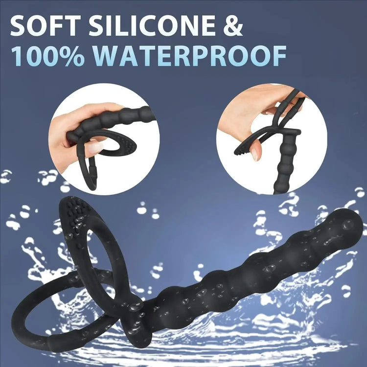 Double Penetration Dildo Dual Stimulation Vibrator for Couples, Anal Beads, G-Spot Massager, Cock Ring, Adult Sex Toys SHOPEZRA L.L.C.
