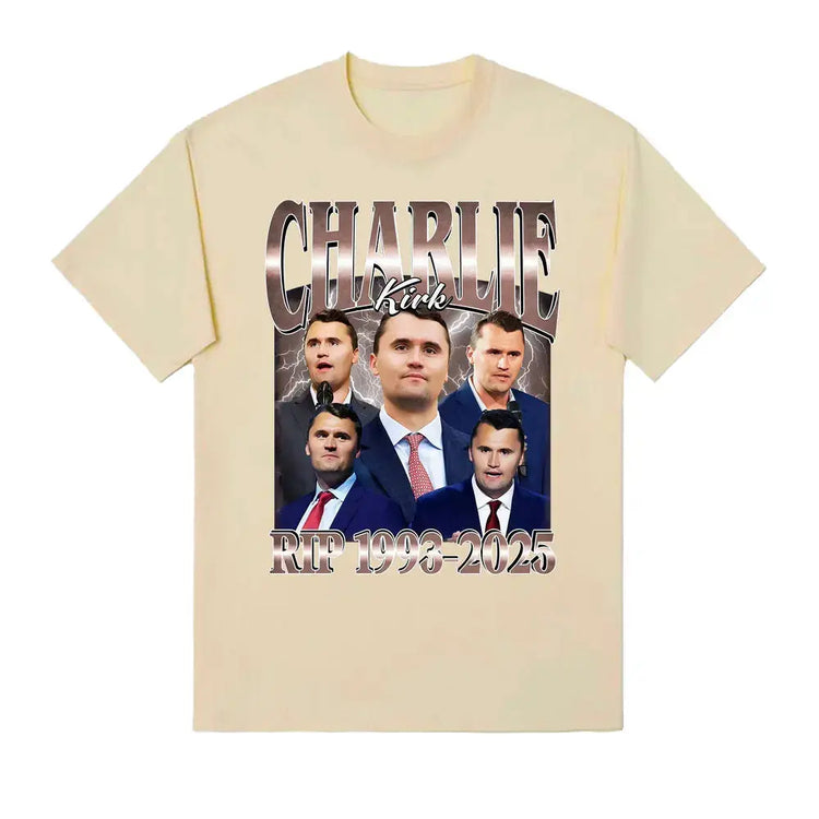 Charlie Kirk Printed Graphic T Shirt Short Sleeve Charlie Kirk RIP 1993–2025 T-shirt Funny Vintage Tee Men&