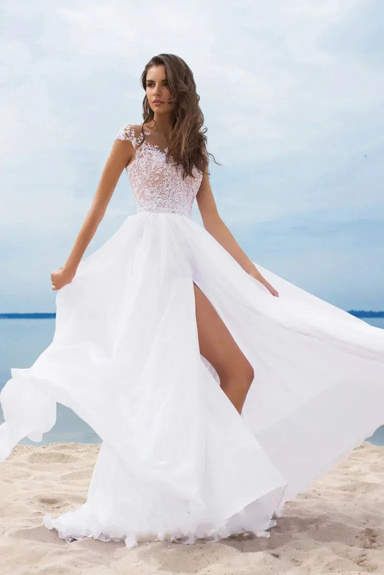 S-3XL2023 New Sebastian Chiffon Dress Prom White Evening Dress Sexy Split Bridesmaid Dress Stage Host Dress Graduation Dress SHOPEZRA L.L.C.