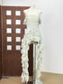 Women Ruffles Draped Dress Three Piece Sets Sexy Halter Neck Folds Ruffled Dress+Lace-up Corset Top+Shorts Suits Party Cocktail SHOPEZRA L.L.C.