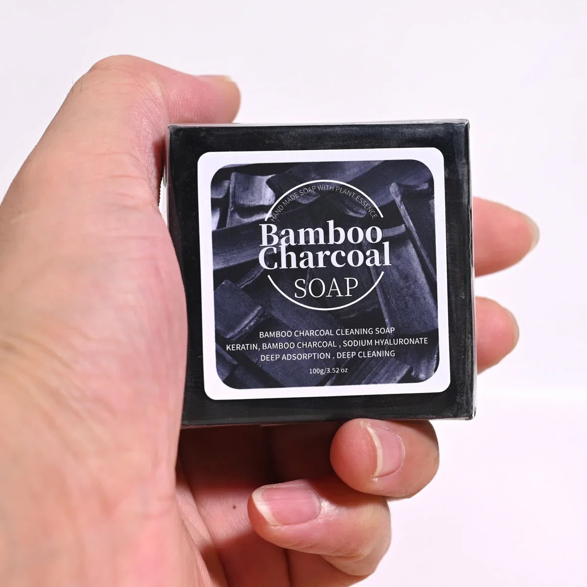 B+100G Bamboo Charcoal Powder Deep Cleaning Soap Plant Oil Soap Keratin Protein Men&