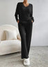 Fashionable Knitted Two-Piece Set Casual V-Neck Long Pants Autumn Winter New Style Loose Fit Korean Style Comfortable Polyester SHOPEZRA L.L.C.