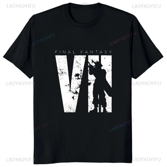 Japan Game Final Fantasy Creative Printed Cloud Strife T-Shirt VII Remake Harajuku Anime Herren T-Shirt Lässiges Hipster Komfort-T-Shirt