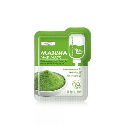 LAIKOU 7pcs Matcha Green Clay Mud Face Mask  Night Facial Packs dark circle Moisturize Mask for facecare