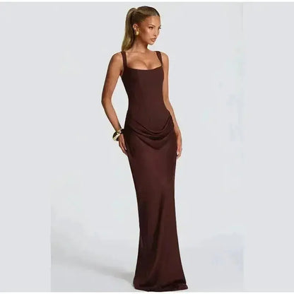 2026 New Sexy Women Square-neck Halter Mini Dress Pleated Sleeveless Backless High Waist Bodycon Dresses Summer Lady Party Robes by Dropshipman