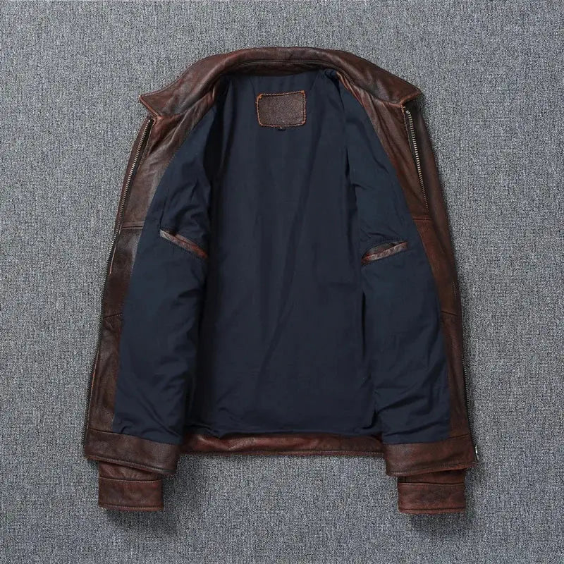Vintage Red Brown Genuine Leather Jacket Men Soft Real Cowhide Black Winter Coat Biker Jackets Jaqueta Masculina De Couro SHOPEZRA L.L.C.