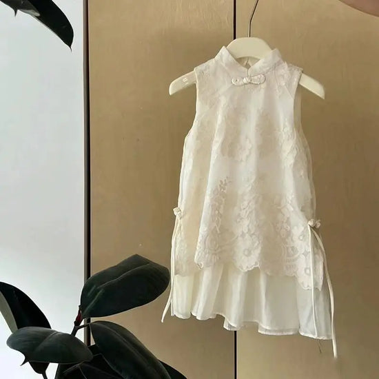 Cheongsam Kleid für Baby-Mädchen Chinesischer Stil Cheongsam Kleid Neues Sommer-Westenkleid Sommerkleid Prinzessinnenkleid für Kinder Trendy