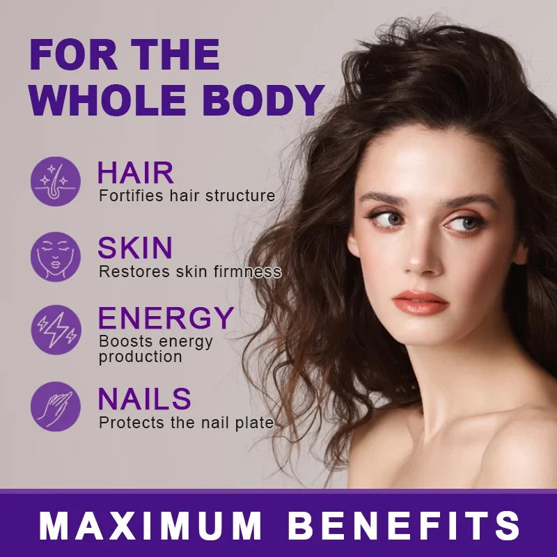 Free Sipping Biotin &amp; Collagen Supplement Nails,Shiny Hair,  Skin,Vegetarian Capsules Beauty Health
