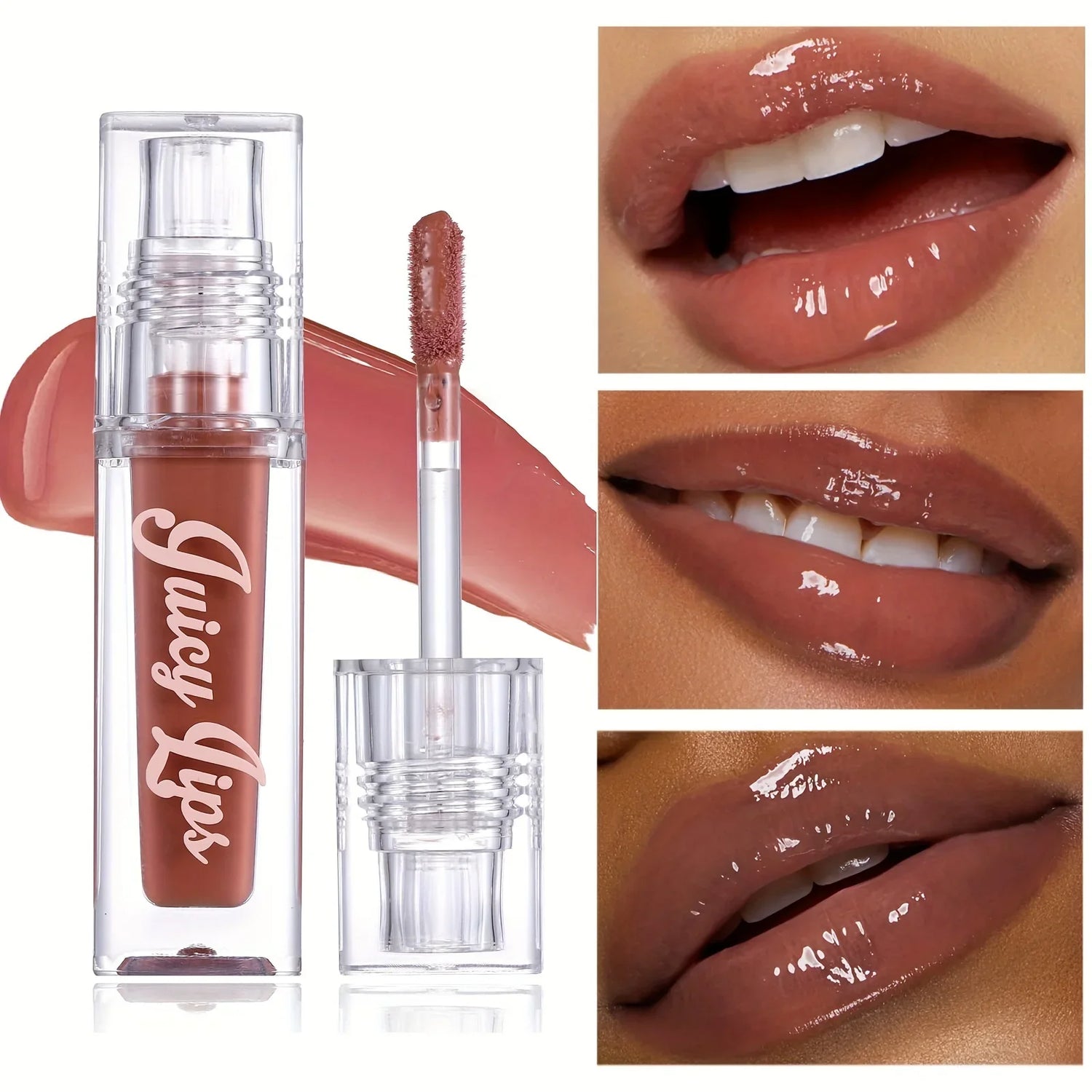 Hydrating Crystal Lip Oil - Plumping &amp; Moisturizing Gloss with Tinted Shades for All Skin Types