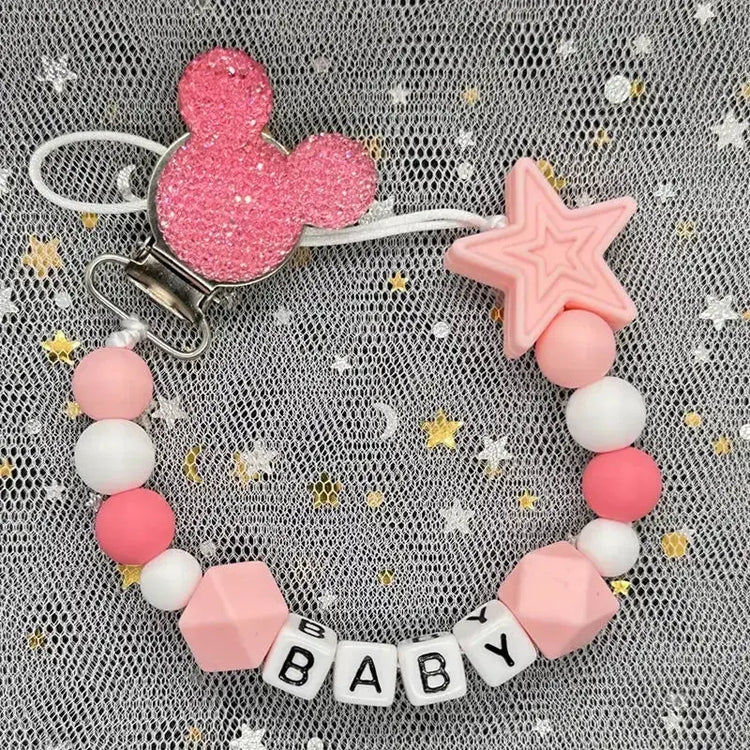2026 Custom Name Baby Pacifier Clips Chain Silicone Beads Teether Toys Dummy Holder Russian English Name Pacifier Chain Newborn SHOPEZRA L.L.C.