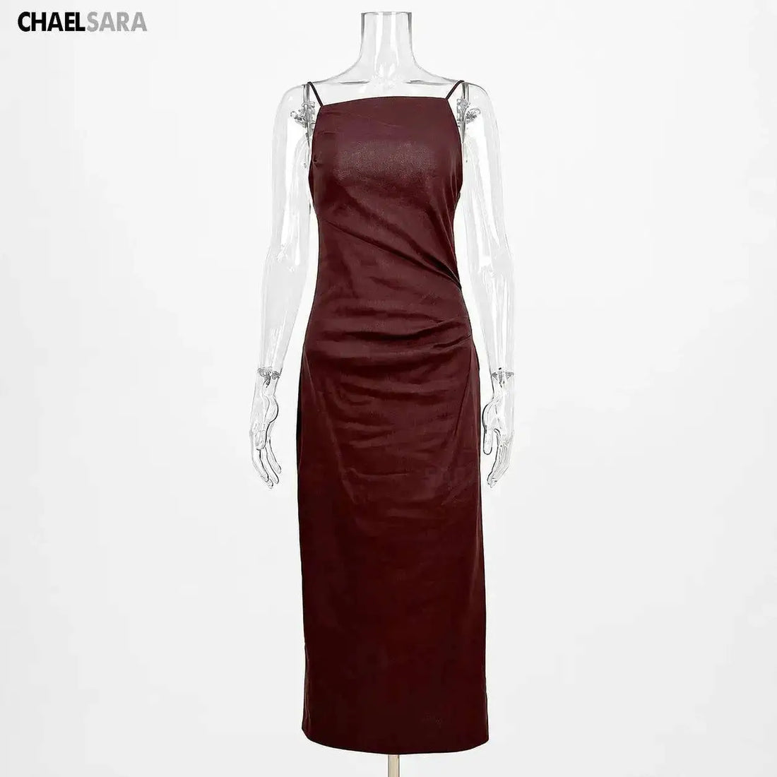 High Quality 2026 Summer New Women Fashion Linen Strap Midi Holiday Dress Casual Solid Zipper Slim Elegance Party Dresses Ladies by Dropshipman