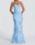Elegant Women 3d Embroidery Floral Long Dress Women Backless Cross Tied Spaghetti Strap Robe Slim Floor Length Evening Dresses SHOPEZRA L.L.C.