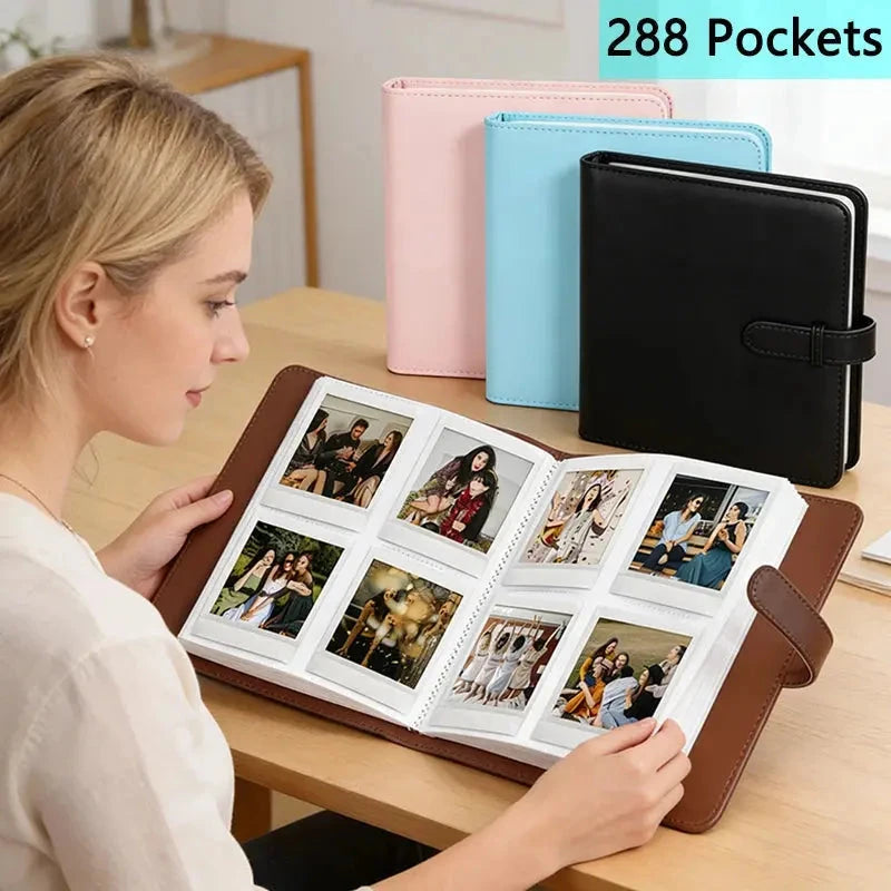 Square photo album by SHOPEZRA L.L.C. with 288 card slots, children's growth theme, suitable for Instax and Kodak Mini square photos.