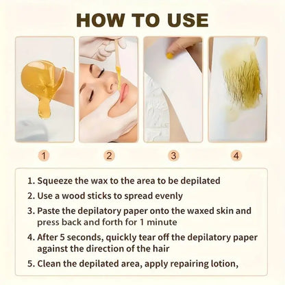 Viilife Depilatory Wax Hair Removal Sugaring Cold Sugar 60g Kit Natural Painless For Arm Leg Facial Underarm