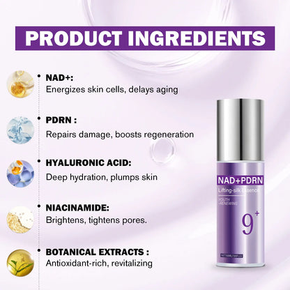 9+ NAD+ PDRN Lifting-sil Essence for Women Firming, Fade Fine Lines NAD+ Serum&amp; Toner for Brightening Skin 50ML