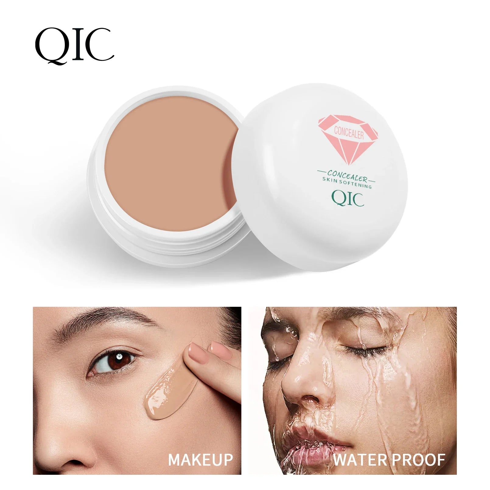 QIC Waterproof &amp; Sweatproof Concealer Cream - Tattoo coverage, Long-Lasting Foundation, Natural,Full coverage, All Skin Types