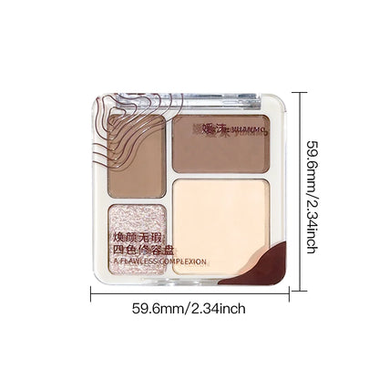 Three-dimensional facial four-color highlight contour palette,matte long-lasting brightening three-dimensional contour cosmetics