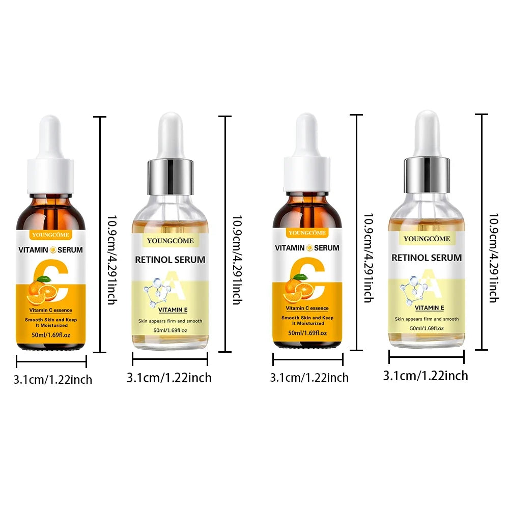 YOUNGCOME 2pcs Vitamin C and Retinol Fortified Serum Rich in VC Keep Skin Hydrated and Smooth Smooth Fine Lines and Wrinkles